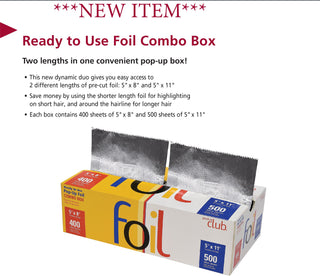 Foils  5"X11" ( 500ct ) and 5"X 8" (400ct)  Combo Box - Product Club